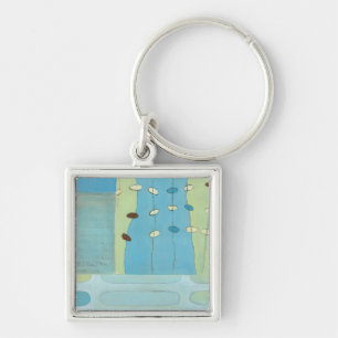 Abstracte blauwe eierparade sleutelhanger