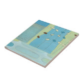 Abstracte blauwe eierparade tegeltje (Zijkant)