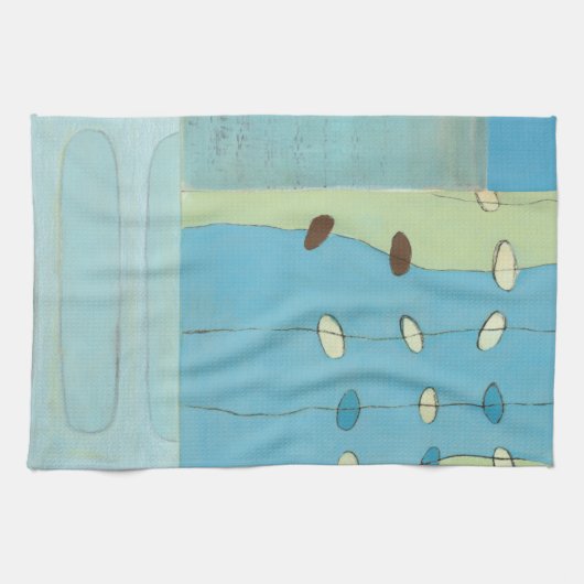 Abstracte blauwe eierparade theedoek (Horizontaal)