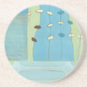 Abstracte blauwe eierparade zandsteen onderzetter (Voorkant)