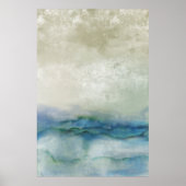 Abstracte blauwe en beige oceaan kunst poster (Voorkant)