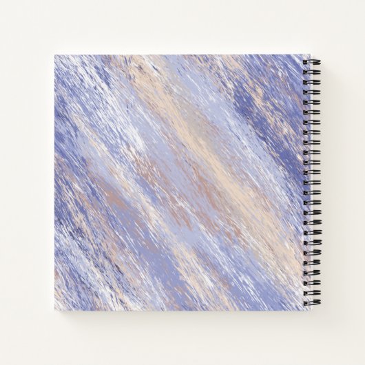 Abstracte blauwe en beige verfstreken in een romme notitieboek (Achterkant)