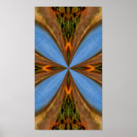 Abstracte blauwe en bruine caleidoscoop kunst