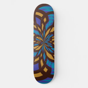 Abstracte blauwe en bruine mozaïekkunst persoonlijk skateboard