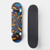 Abstracte blauwe en bruine mozaïekkunst persoonlijk skateboard (Voorkant)