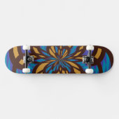 Abstracte blauwe en bruine mozaïekkunst persoonlijk skateboard (Horizontaal)