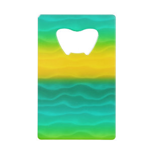 Abstracte blauwe en gele zandduinen creditkaart flessenopener