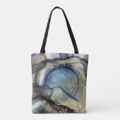 Abstracte blauwe en goudalcoholinkt Vloeibare kuns Tote Bag (Achterkant)