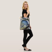 Abstracte blauwe en goudalcoholinkt Vloeibare kuns Tote Bag (Op model)