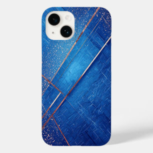 Abstracte blauwe en gouden artistieke compositie Case-Mate iPhone 14 hoesje
