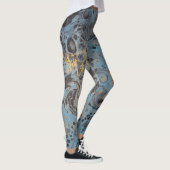 Abstracte blauwe en goudLeggings Leggings (Rechts)