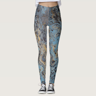 Abstracte blauwe en goudLeggings Leggings