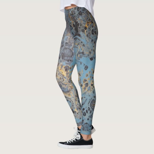 Abstracte blauwe en goudLeggings Leggings (Links)