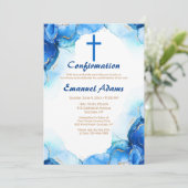 Abstracte blauwe en goudreligie kaart (Staand voorkant)