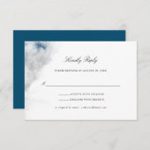 Abstracte blauwe en grijze Waterverf Winter Weddin RSVP Kaartje (Voorkant / Achterkant)