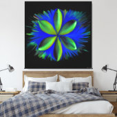 Abstracte blauwe en groene bloesem canvas afdruk (Insitu (Slaapkamer))