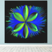 Abstracte blauwe en groene bloesem canvas afdruk (Insitu (Houten vloer))
