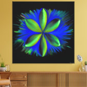 Abstracte blauwe en groene bloesem canvas afdruk (Insitu (Woonkamer))
