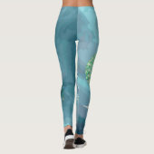 Abstracte blauwe en groene Muzieknoten Leggings (Achterkant)