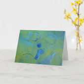 Abstracte Blauwe en Groene Verf Spelen Verjaardag Kaart (Gele Bloem)