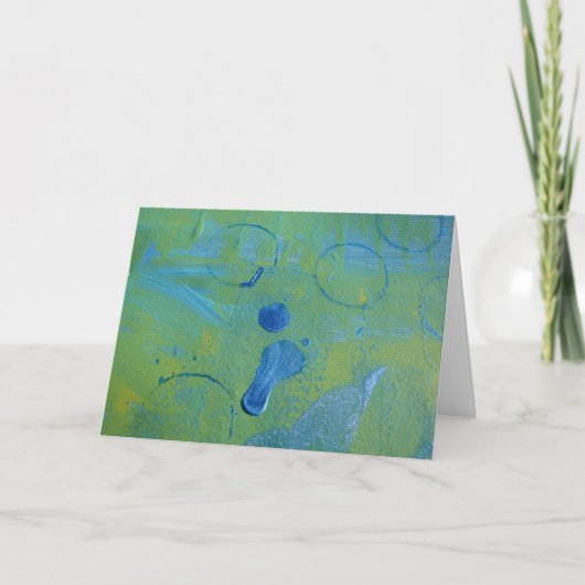 Abstracte Blauwe en Groene Verf Spelen Verjaardag Kaart (Voorkant)