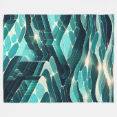 abstracte blauwe en groene watergolven fleece deken (Voorkant (Horizontaal))