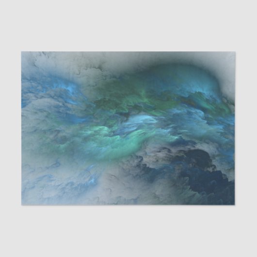 Abstracte blauwe en groene wolken - Weefselpapier Tissuepapier (Voorkant)