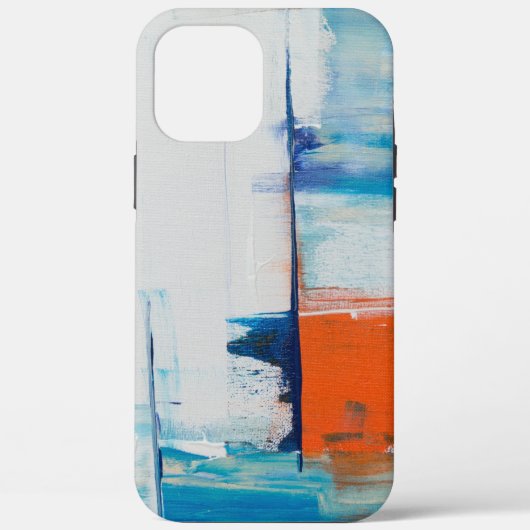Abstracte Blauwe en Oranje Moderne Kunst Case-Mate iPhone Case (Achterkant)