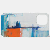 Abstracte Blauwe en Oranje Moderne Kunst Case-Mate iPhone Case (Achterkant (horizontaal))