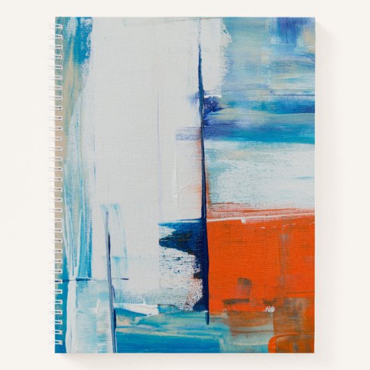 Abstracte Blauwe en Oranje Moderne Kunst Notitieboek (Voorkant)