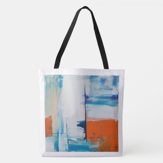 Abstracte Blauwe en Oranje Moderne Kunst Tote Bag (Voorkant)