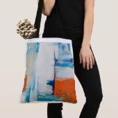 Abstracte Blauwe en Oranje Moderne Kunst Tote Bag (Dichtbij)
