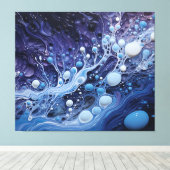 Abstracte Blauwe en Paarse Acrylverf Gieten Canvas Afdruk (Insitu (Houten vloer))