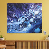 Abstracte Blauwe en Paarse Acrylverf Gieten Canvas Afdruk (Insitu (Woonkamer))