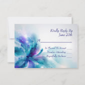 Abstracte Blauwe en Paarse Bloemen Ontwerp RSVP-Ka RSVP Kaartje (Achterkant)