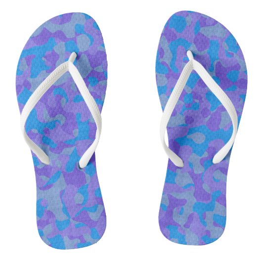 abstracte blauwe en paarse camo teenslippers (Voetbed)