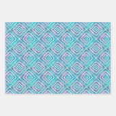 Abstracte blauwe en paarse geometrische vierkante inpakpapier vel (Voorkant 3)