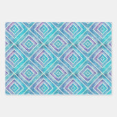 Abstracte blauwe en paarse geometrische vierkante inpakpapier vel (Voorkant)