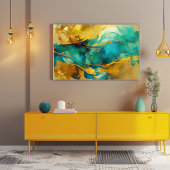 Abstracte blauwe en rode tinten canvas afdruk