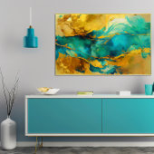 Abstracte blauwe en rode tinten canvas afdruk