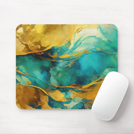 Abstracte blauwe en rode tinten muismat (Met muis)
