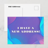 Abstracte blauwe en roze golven Nieuw adres Briefkaart (Voorkant / Achterkant)