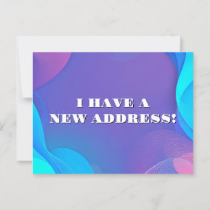 Abstracte blauwe en roze golven Nieuw adres Briefkaart