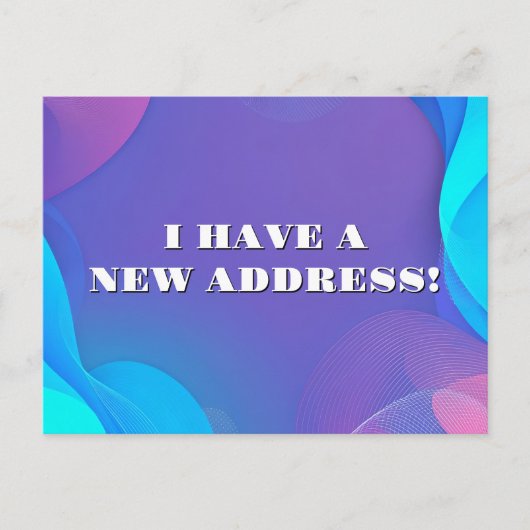 Abstracte blauwe en roze golven Nieuw adres Briefkaart (Voorkant)