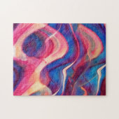 Abstracte blauwe en roze kunstpuzzel legpuzzel (Horizontaal)