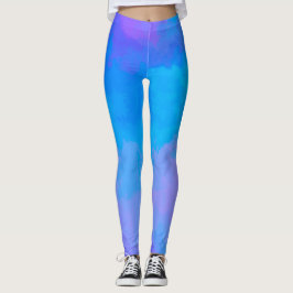 Abstracte Blauwe en Roze Leggings