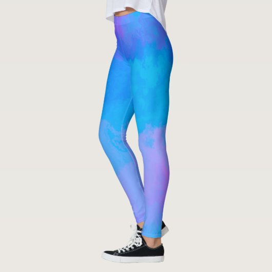 Abstracte Blauwe en Roze Leggings (Links)