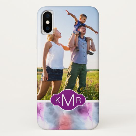 Abstracte blauwe en roze Waterverf | Foto toevoege Case-Mate iPhone Case (Achterkant)