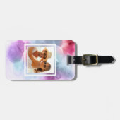 Abstracte blauwe en roze Waterverf | jouw namen to Bagagelabel (Voorkant horizontaal)