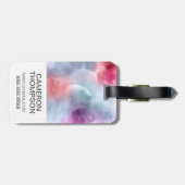 Abstracte blauwe en roze Waterverf | jouw namen to Bagagelabel (Achterkant horizontaal)